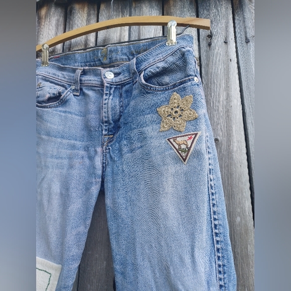 ❤️7 for All Mankind vintage custom embroidered patch jeans - size 25❤️ (#3) - Picture 4 of 13